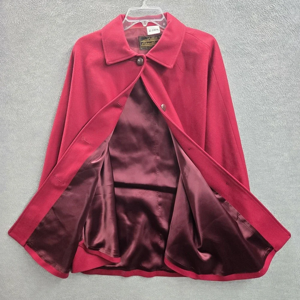 VINTAGE Eddie Bauer x CC Filson Women Jacket OS Red Wool Cape Blazer Poncho 90s